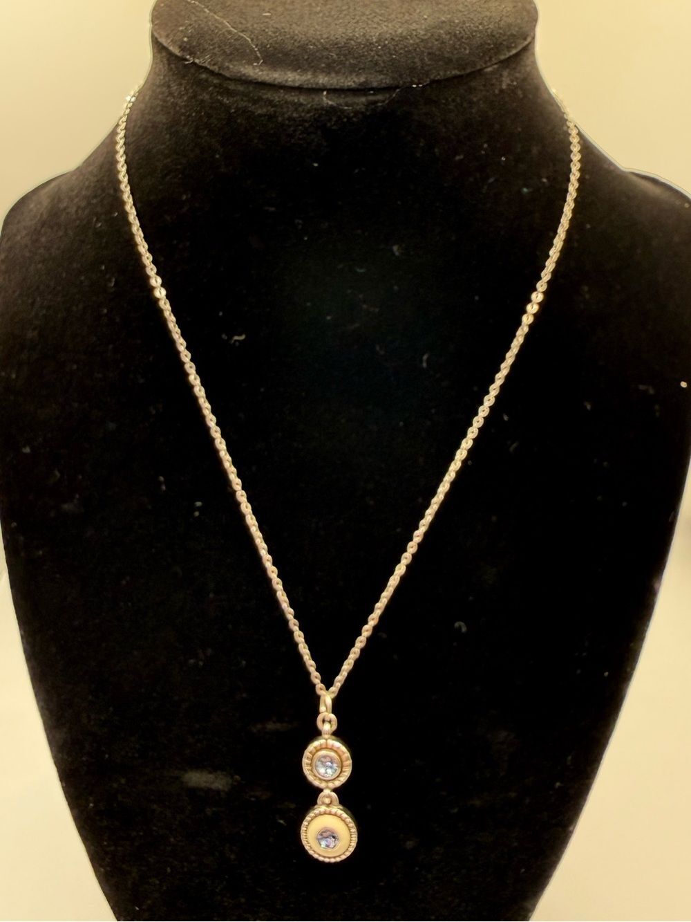 NWT Brighton Silver Tone Blue Two Tier Pendant Necklace New With Tags